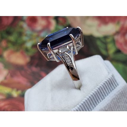 Minas Gerais Twilight Quartz Fancy Cut Ring Sz P½- Q Platinum Overlay 925 Silver
