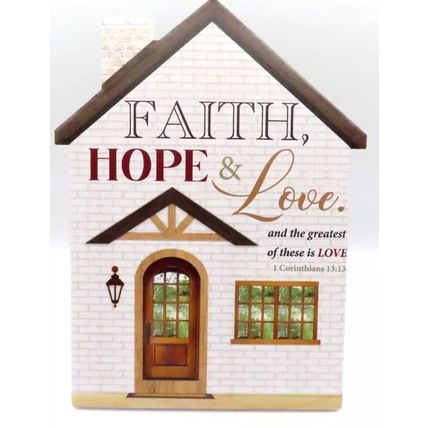 Faith, Hope & Love Plaque 1 Cor 13:13 Freestanding Wall Hanging Porcelain 20 CM