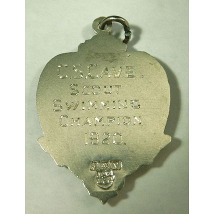 Antique Solid Sterling Silver Pocket Watch Fob Medal Scouting Swimming Champ