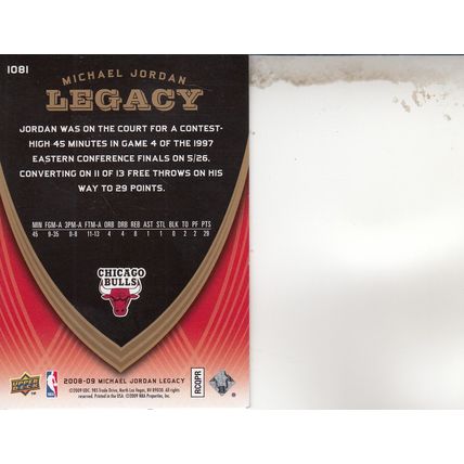MICHAEL JORDAN LEGACY 2009 AUTOGRAPHED CHICAGO BULLS HOF 6X WORLD CHAMPION GUARD