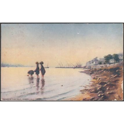 Banks of the Nile, Ghizeh, near Cairo, 1905 - Tuck's Oilette Postcard