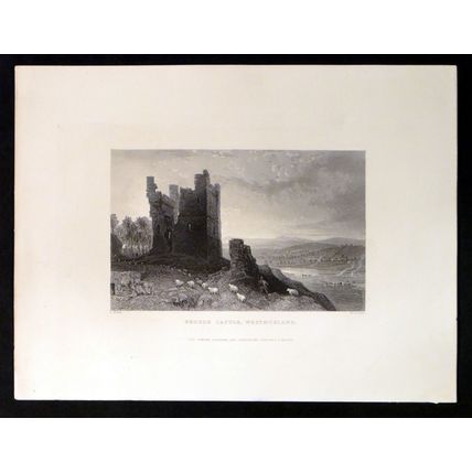 BROUGH CASTLE, WESTMORLAND 1858 William Le Petit - Thomas Allom ENGRAVING