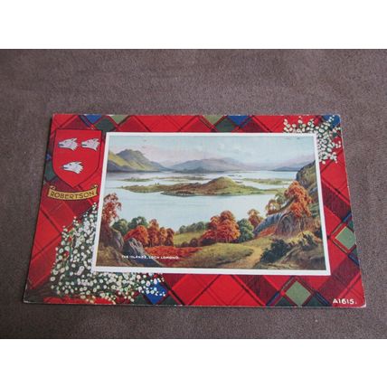 Clan Robertson Tartan Postcard -The Islands, Loch Lomond - A1615 / Artist