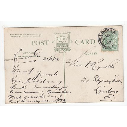 Monmouth M Garland Art Postcard 1907 The Artist Series J W Ruddock