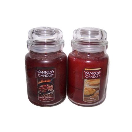 Yankee Candle Crisp Campfire Apples & Apple Pumpkin Jar Candle 22 oz x2