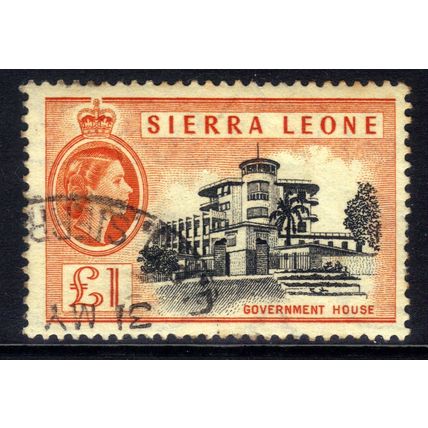 Sierra Leone 1956 QE2 £1 Govt House used SG 222 ( K552 )