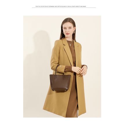 Genuine Leather Women Top Handle Shoulder Handbags Brown