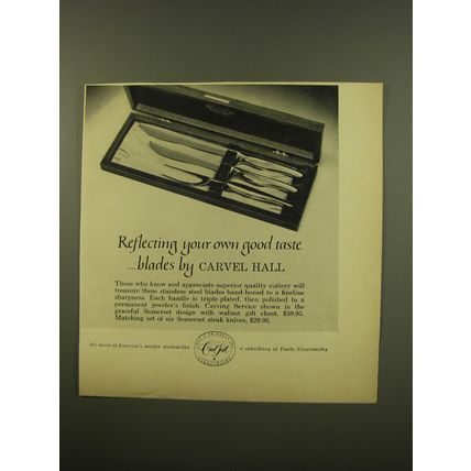 1961 Carvel Hall Somerset Carving Service Advertisement - Reflecting good taste