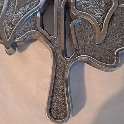 1984 TELEFLORA Cast Aluminum Hot Plate POINSETTIA TRIVET Christmas Flower Metal