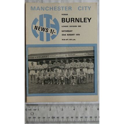 1970 programme Manchester City v. Burnley