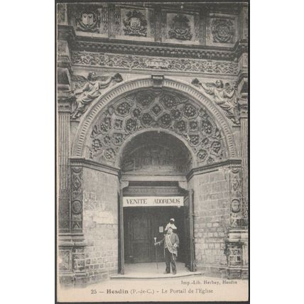 Le Portail de l'Eglise, Hesdin, c.1910 - Herbay CPA