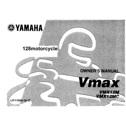 YAMAHA VMX12M VMX12MC VMAX OWNERS MANUAL MOTORCYCLE 122 PAGES IN ENGLISH