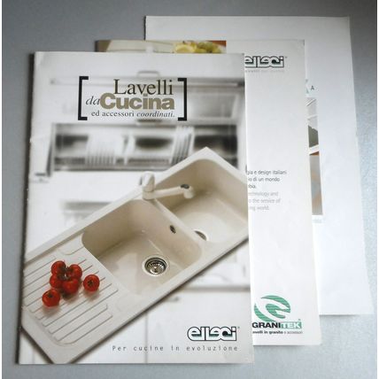 1990s Vintage ELLECI Italian Kitchen Granite SInk/Hob Granitek Sales Brochures