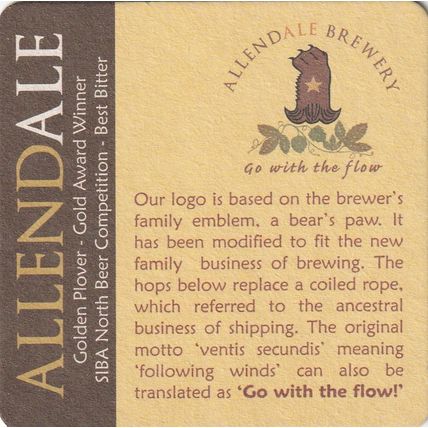 BEER MAT - ALLENDALE BREW CO - GOLDEN PLOVER GOLDEN ALE - (Cat No 005) - (2010)