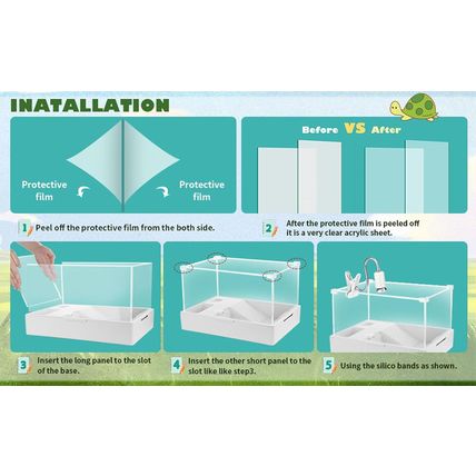 Turtle Tank Aquarium, Tank Terrapin Lake with Water Pump for Pet Turtle Reptile
