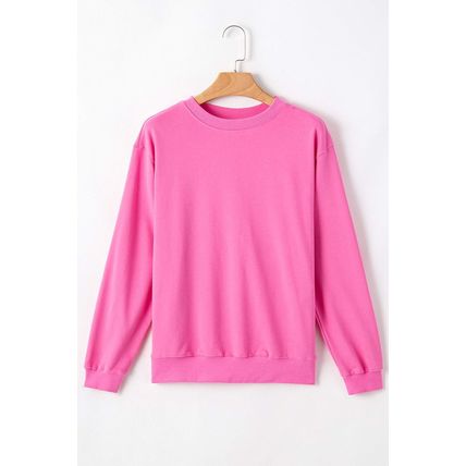 Bonbon Plain Drop Shoulder Crewneck Pullover Sweatshirt