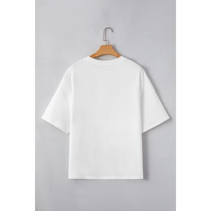 White Star Layered Patched Graphic Drop Shoulder Half Sleeve Loose Tee