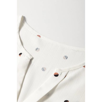 White Polka Dot Print Ruffled Shoulder V Neck Tank Top