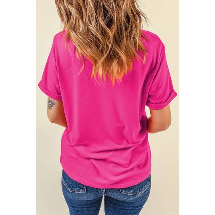 Rose Red Floral Easter Bunny Graphic Crew Neck Easter Tee