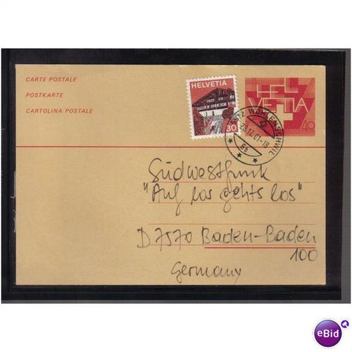 1981 SWITZERLAND P/PAID PC UPRATED WOHLENSCHWIL PMK