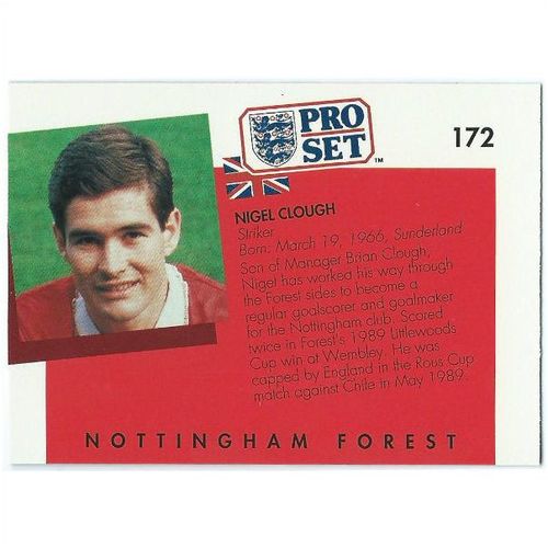 1990/1991 Pro Set Footbal - #172 - Nigel Clough