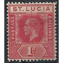 St Lucia 1916 SG79a 1d Scarlet Wmk Crown CA Mounted Mint ..