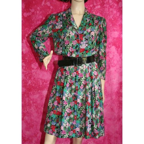 Vintage 1970 Floral Shirt Dress Size 10 Womens Marks & Spencer