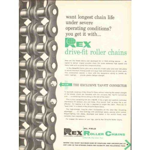chain belt company 1962 rex longest life severe conditions vintage ad