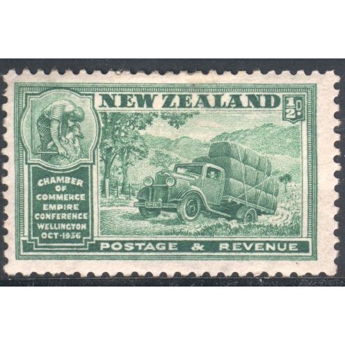 New Zealand stamps 1936 - SG593 - 1/2d green - Wool MH
