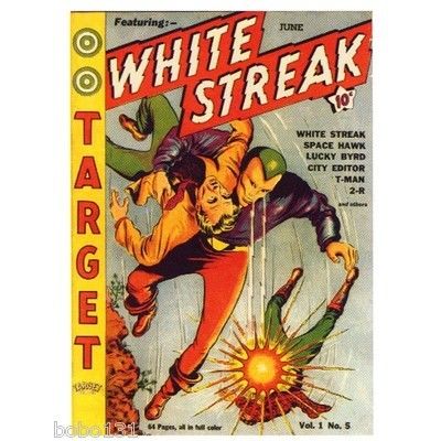 Comic Book Cover Magnet WHITE STREAK 3.5"x5" June Vol 1 No.5 TARGET COMICS