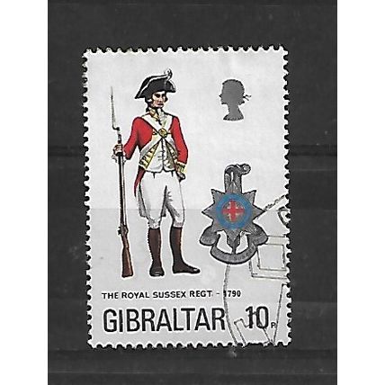 Gibraltar.SG333 10p Royal Sussex Regiment,1790.Fine Used.July20