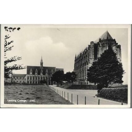 Lancing, W Sussex nr Worthing - College - RP postcard, Shoreham pmk 1948