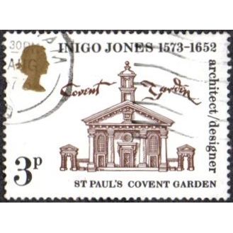 1973 400th Birth Anniversary of Inigo Jones. 3p.St Pauls, Covent Garden, F/used