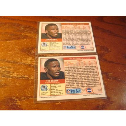 1989 Pro Set, 2-Cards, TIM BROWN Rc, HOF, Raiders #183
