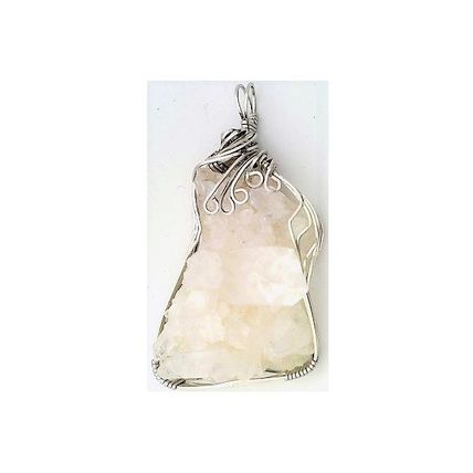 Quartz Crystal Stainless Steel Wire Wrap Gemstone Pendant 6