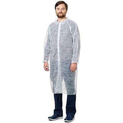 5 pack of disposable lab coat 3X-Large. no pockets. white 40 GSM polypropylen...