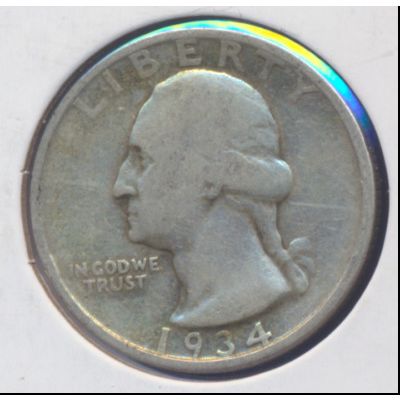 1934-P Washington 90% Silver Quarter, Circulated/Ungraded