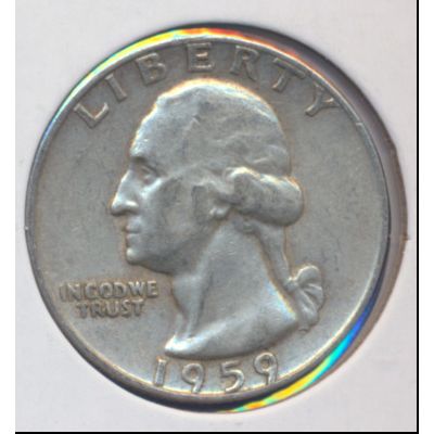 1959-D Washington 90% Silver Quarter, Circulated & Ungraded