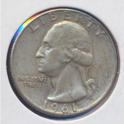 1961-D Washington 90% Silver Quarter, Circulated & Ungraded