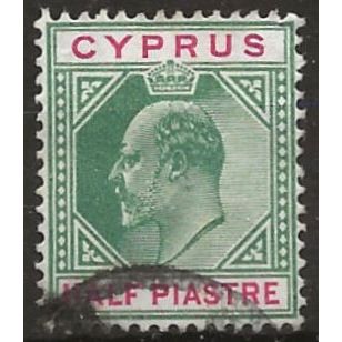 CYprus 1904 SG62 1/2 Pi Green & Carmine Fine Used . .