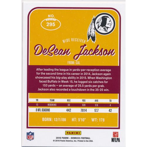 2016 Donruss Football 295 DeSean Jackson Washington Redskins