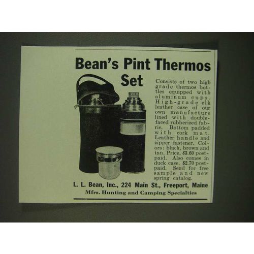 1940 L.L. Bean Thermos Set Ad