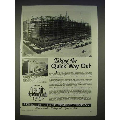1940 Lehigh Cement Ad, Lafayette Building Washington DC