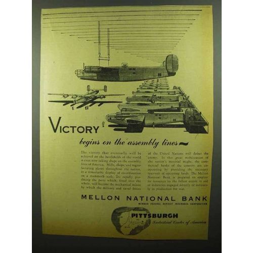 1942 Mellon National Bank Ad - Victory Assembly Lines
