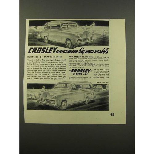 1949 Crosley Deluxe Sedan and Station Wagon Ad