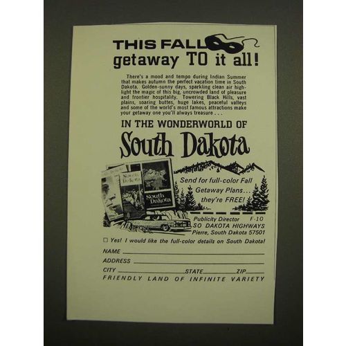 1968 South Dakota Tourism Ad - This Fall Getaway to it All