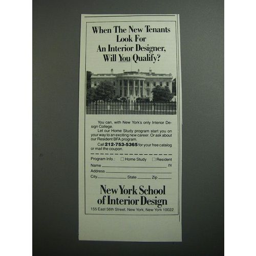 1989 New York School of Interior Design Ad - When the new tenants look for