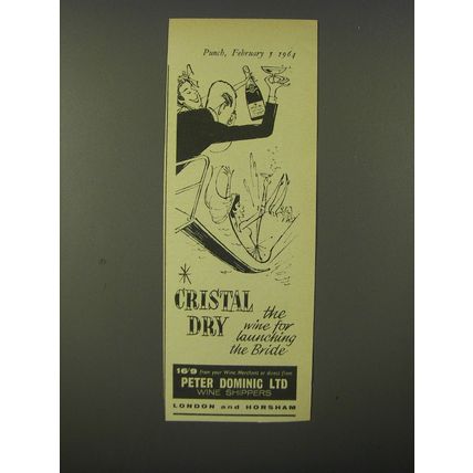 1964 Cristal Dry Champagne Ad - Cristal Dry the wine for launching the bride