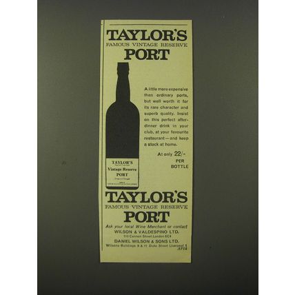 1964 Taylor's Vintage Reserve Port Advertisement