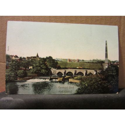 FARLEIGH LOCK and CHURCH, Surrey. unused antique postcard. Wrench Series =